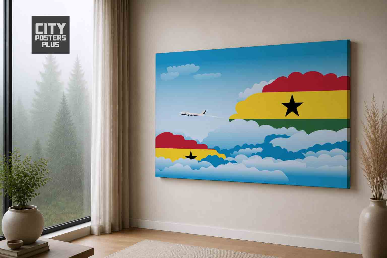 Ghana Day Clouds Canvas Wrapped | Country & City Wall Art