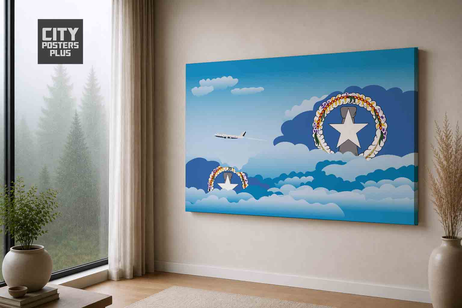 Northern Mariana Islands Day Clouds Canvas Wrapped | Country & City Wall Art