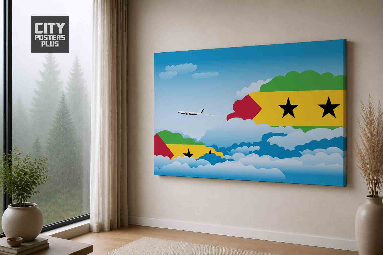 Sao Tome and Principe Day Clouds Canvas Wrapped | Country & City Wall Art