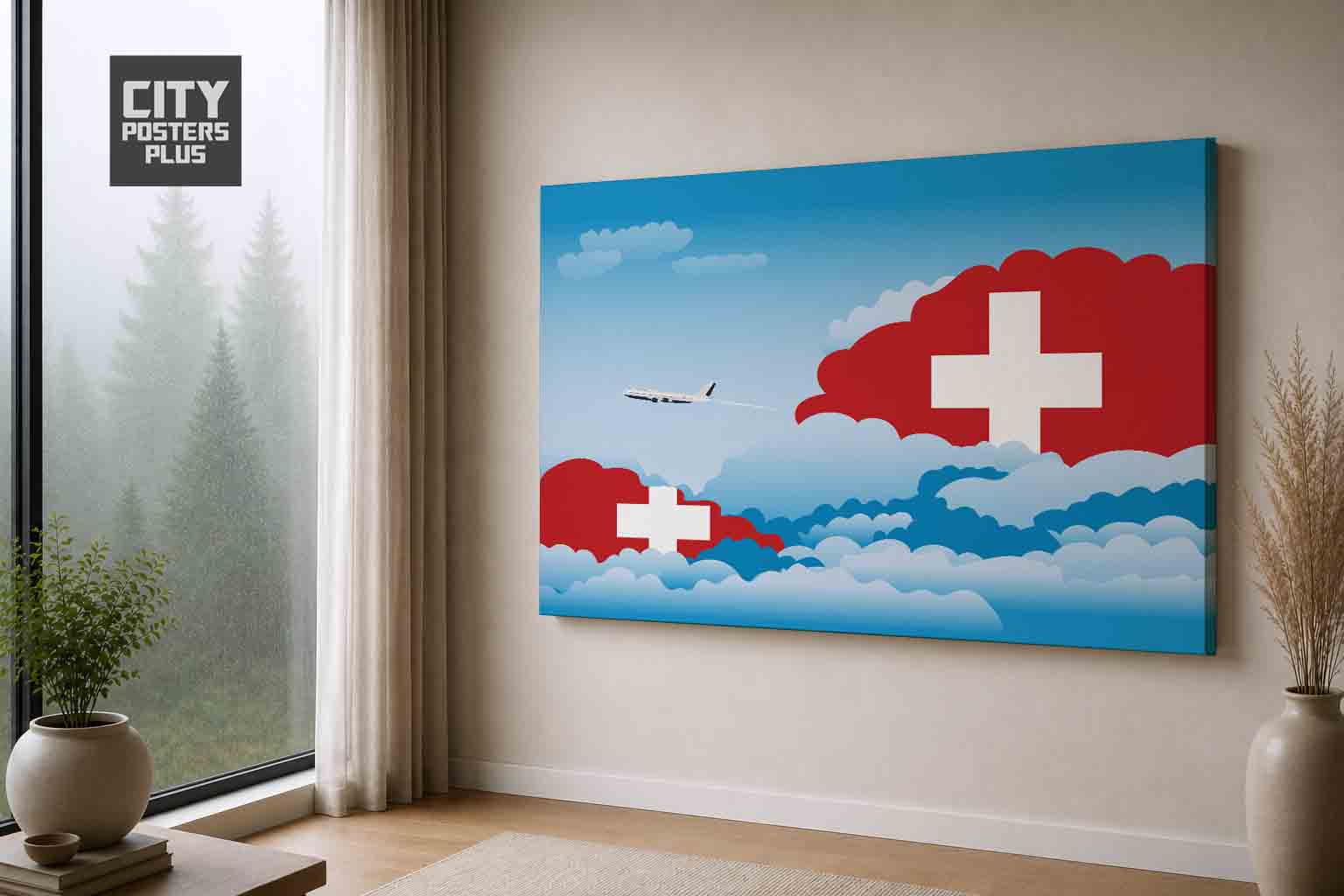 Switzerland Day Clouds Canvas Wrapped | Country & City Wall Art