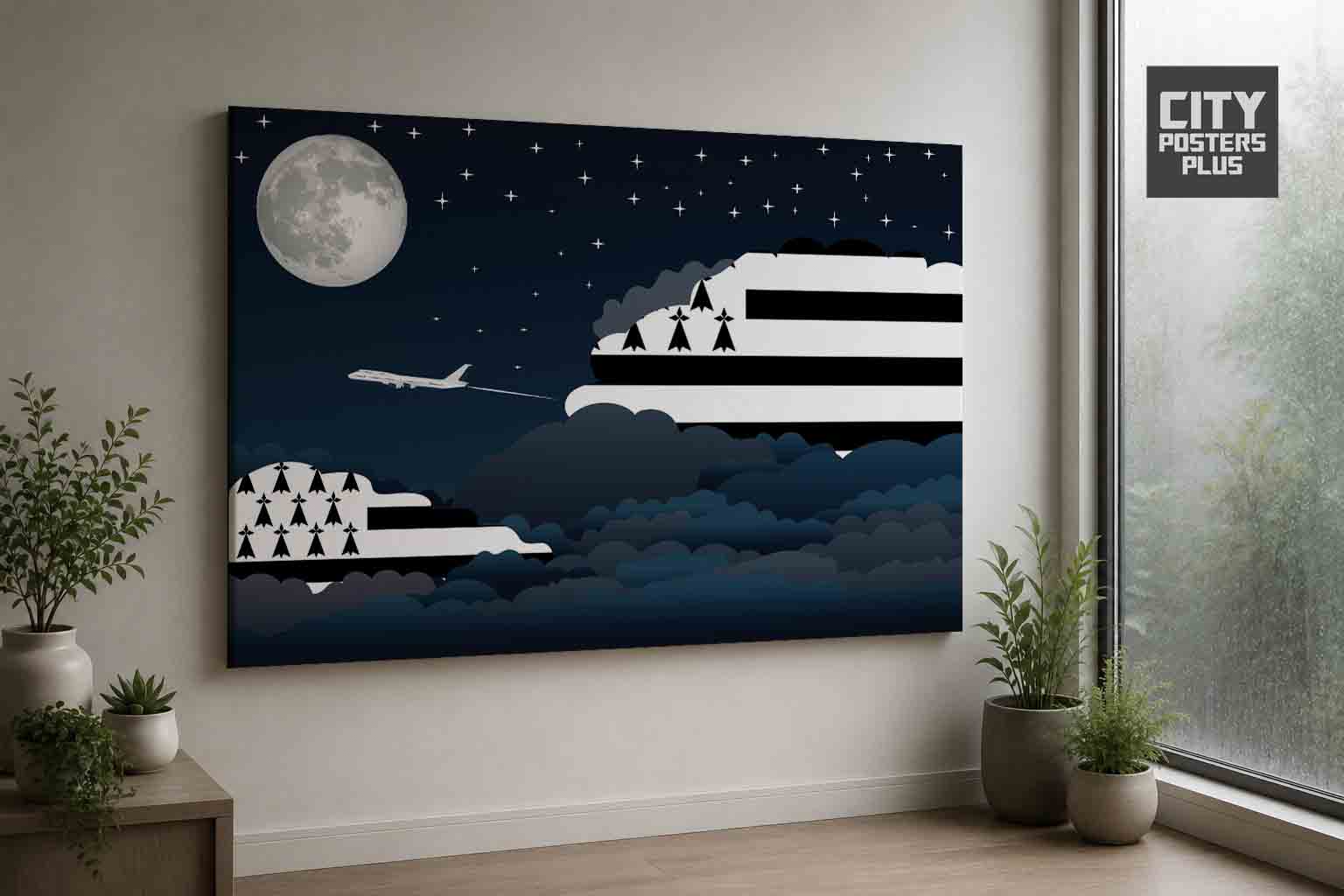 Brittany Night Clouds Canvas Wrapped | Country & City Wall Art