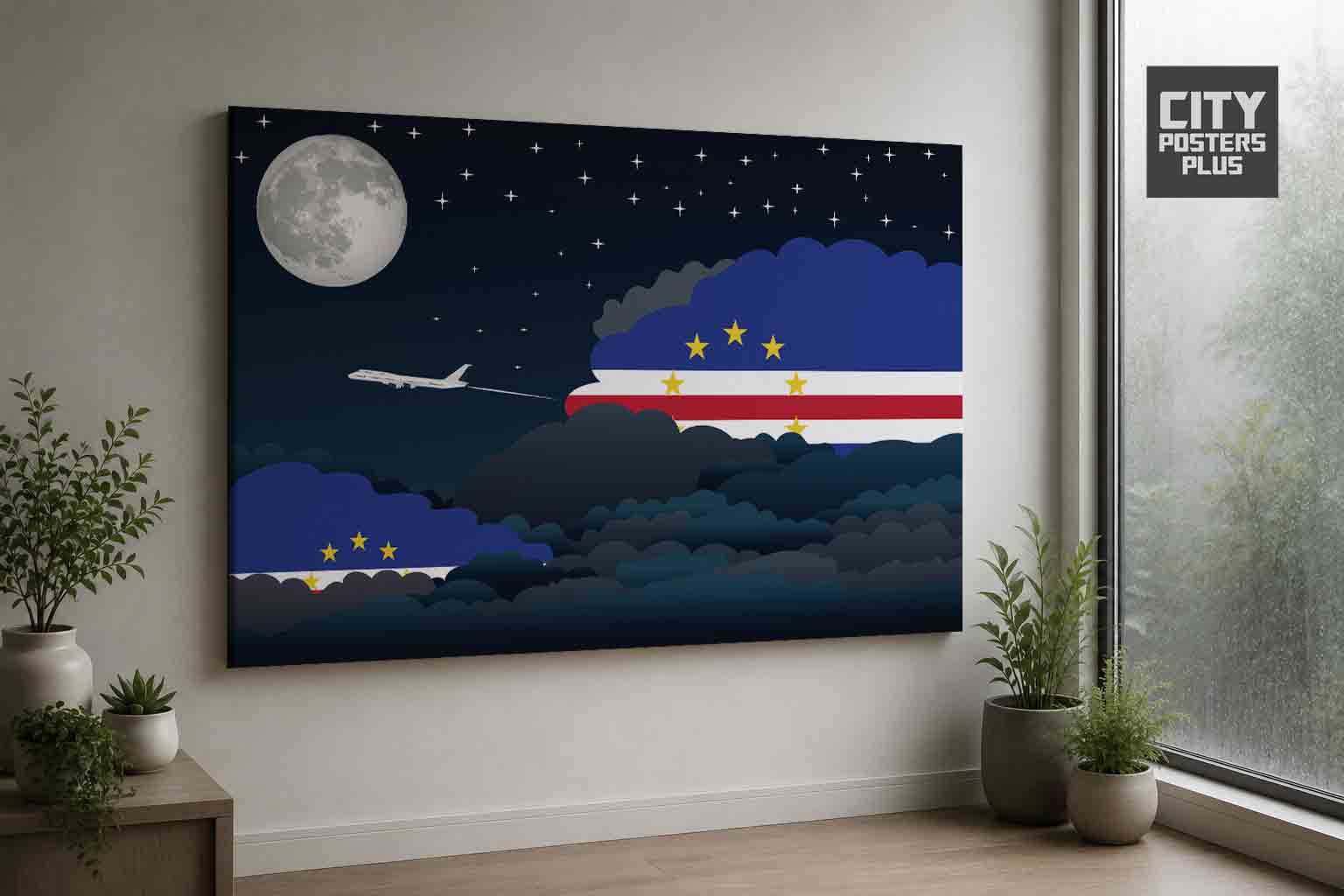 Cape Verde Night Clouds Canvas Wrapped | Country & City Wall Art