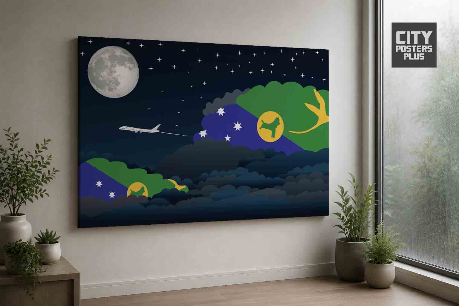 Christmas Island Night Clouds Canvas Wrapped | Country & City Wall Art