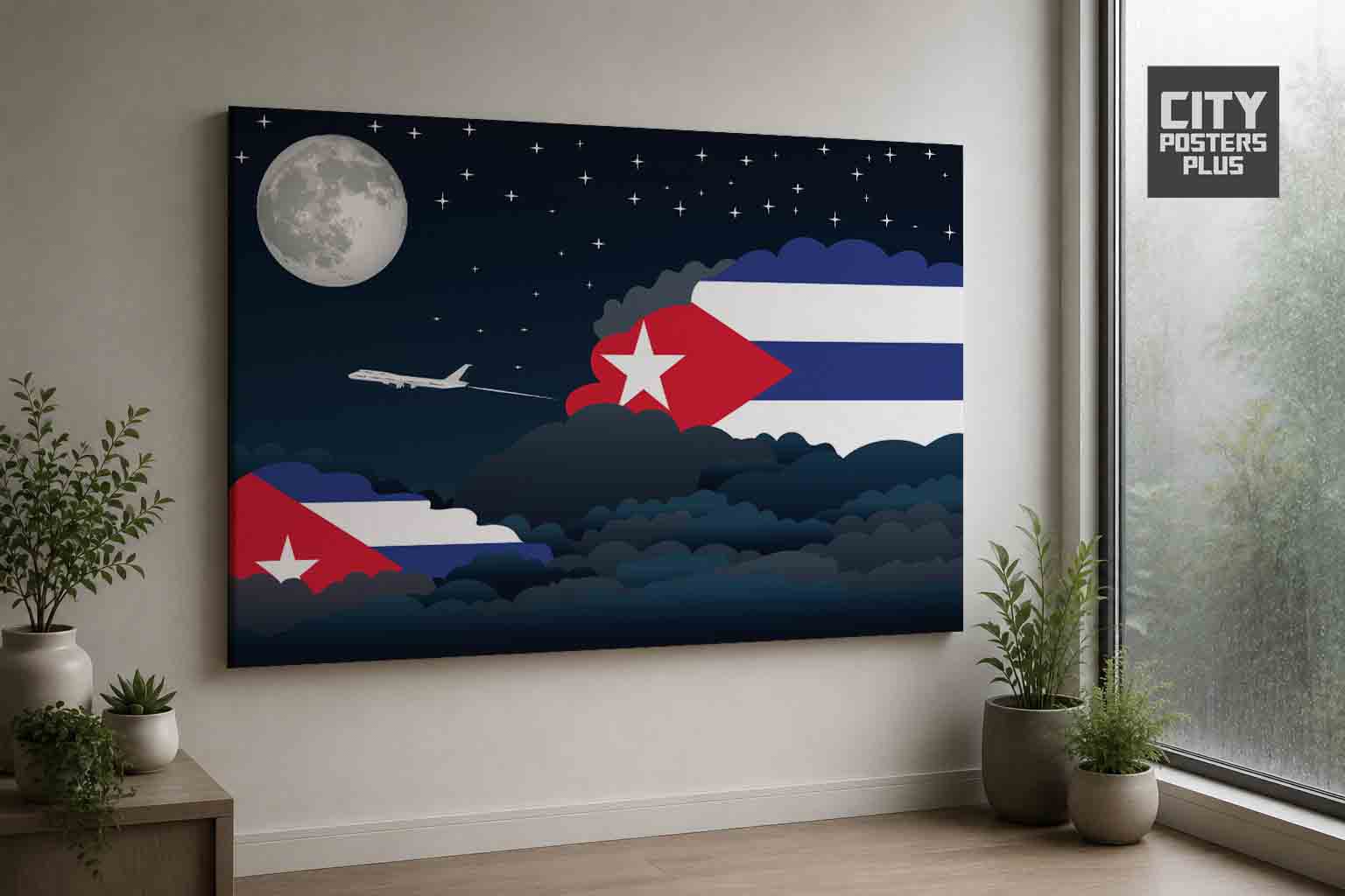 Cuba Night Clouds Canvas Wrapped | Country & City Wall Art