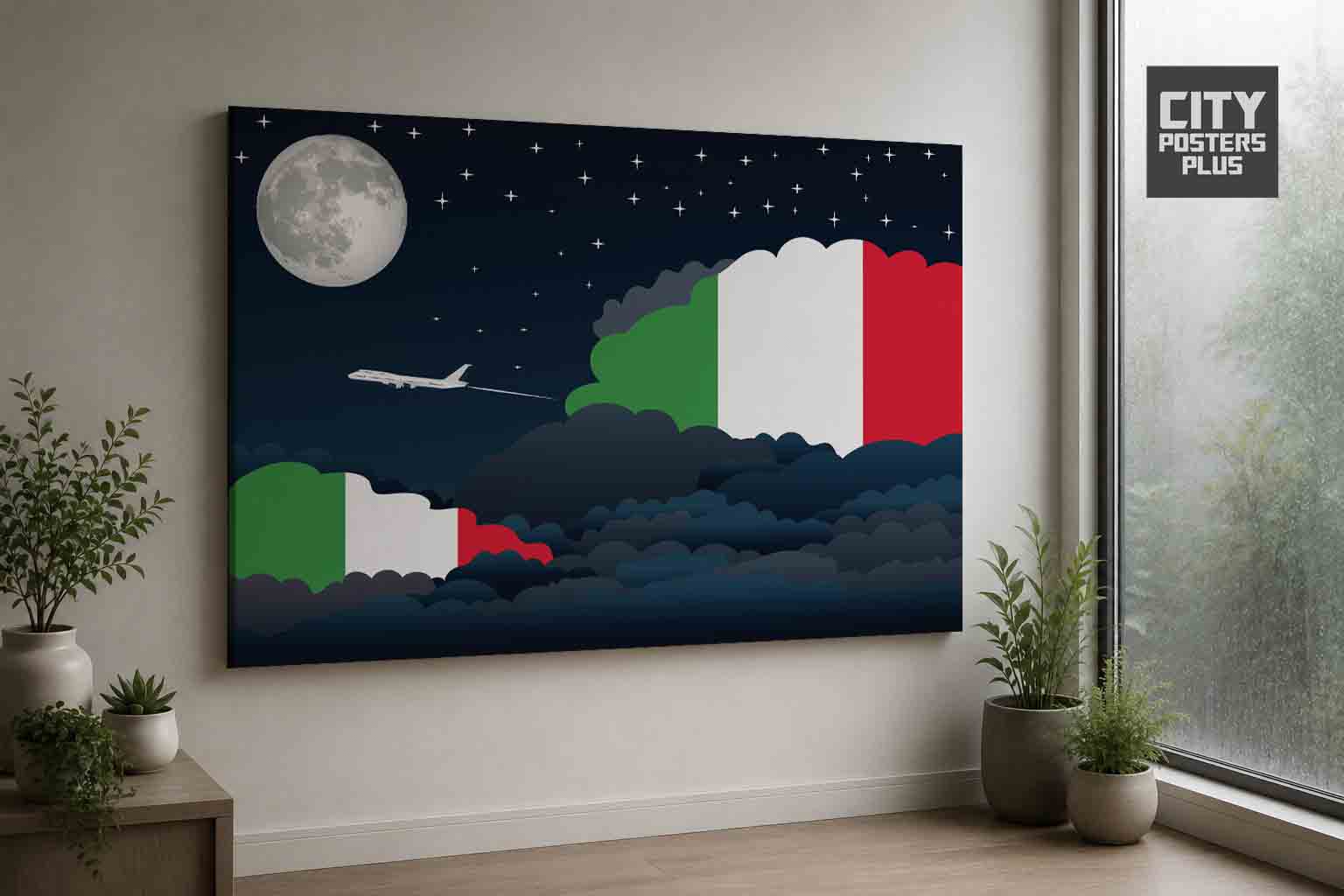 Italy Night Clouds Canvas Wrapped | Country & City Wall Art