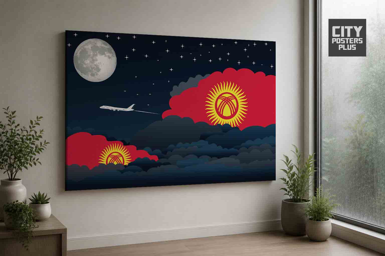 Kyrgyzstan Night Clouds Canvas Wrapped | Country & City Wall Art