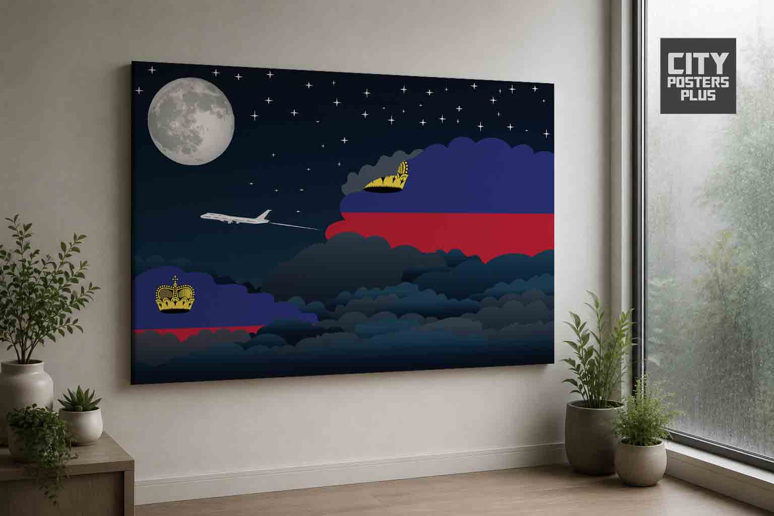 Liechtenstein Night Clouds Canvas Wrapped | Country & City Wall Art
