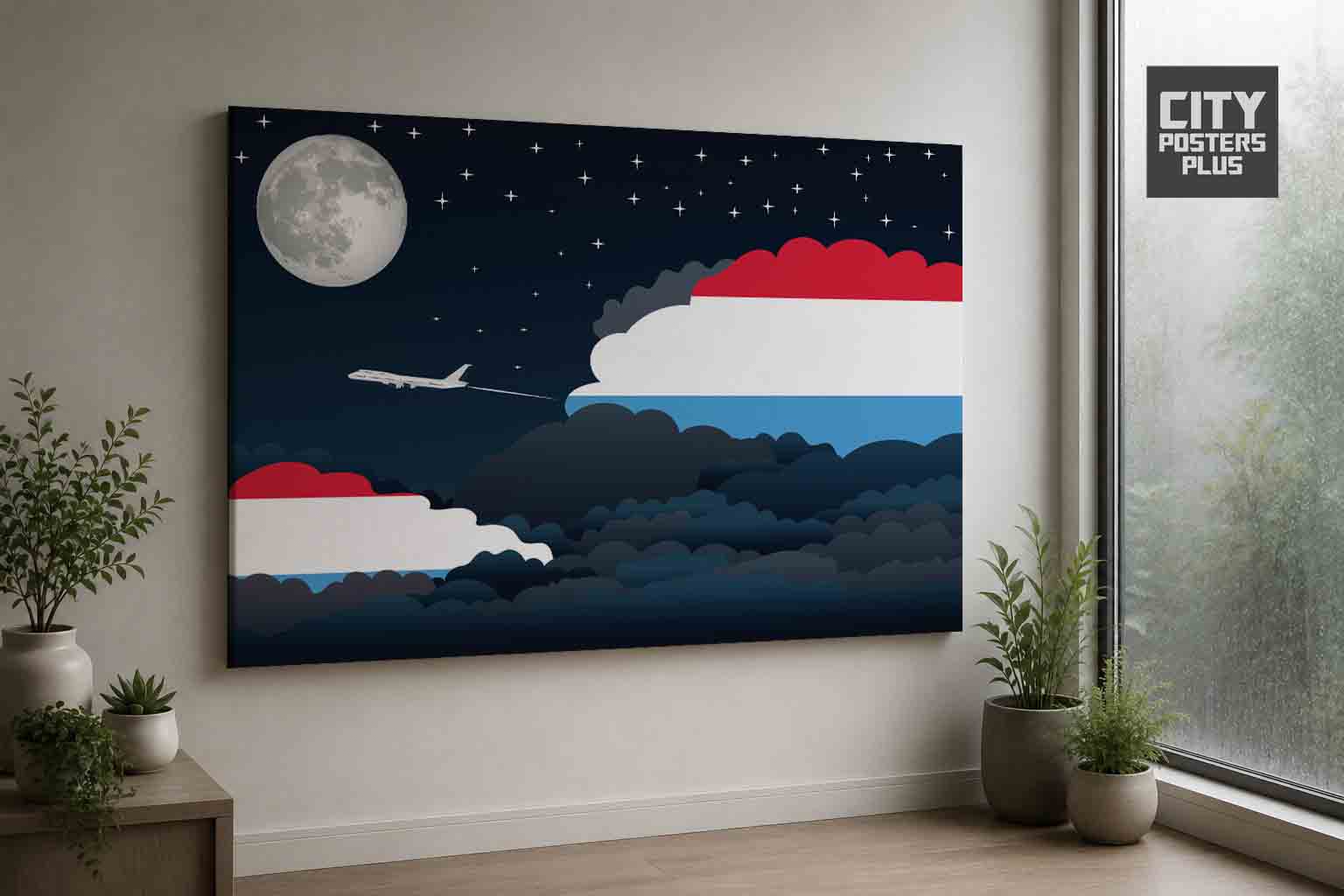 Luxembourg Night Clouds Canvas Wrapped | Country & City Wall Art