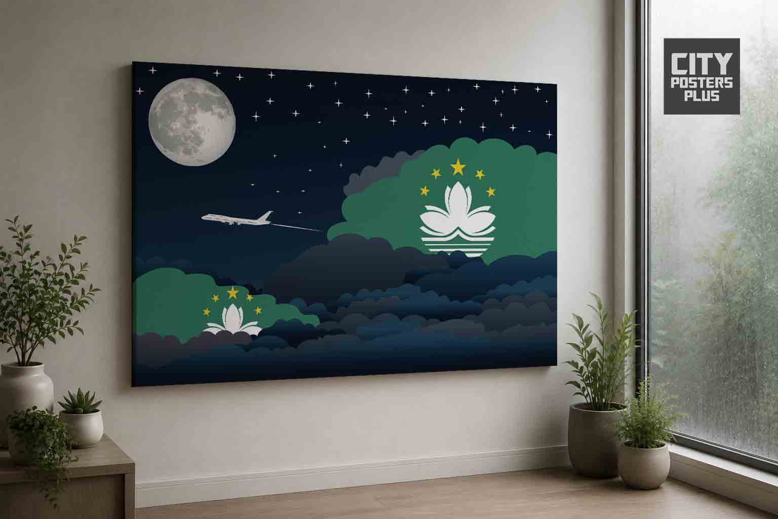 Macau Night Clouds Canvas Wrapped | Country & City Wall Art