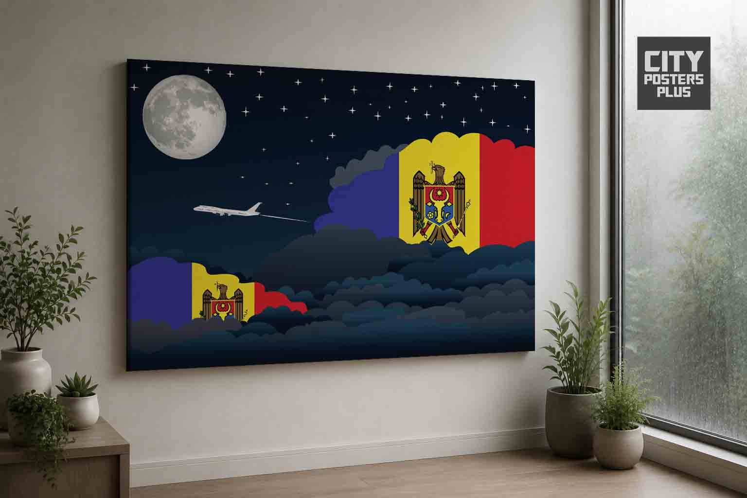 Moldova Night Clouds Canvas Wrapped | Country & City Wall Art