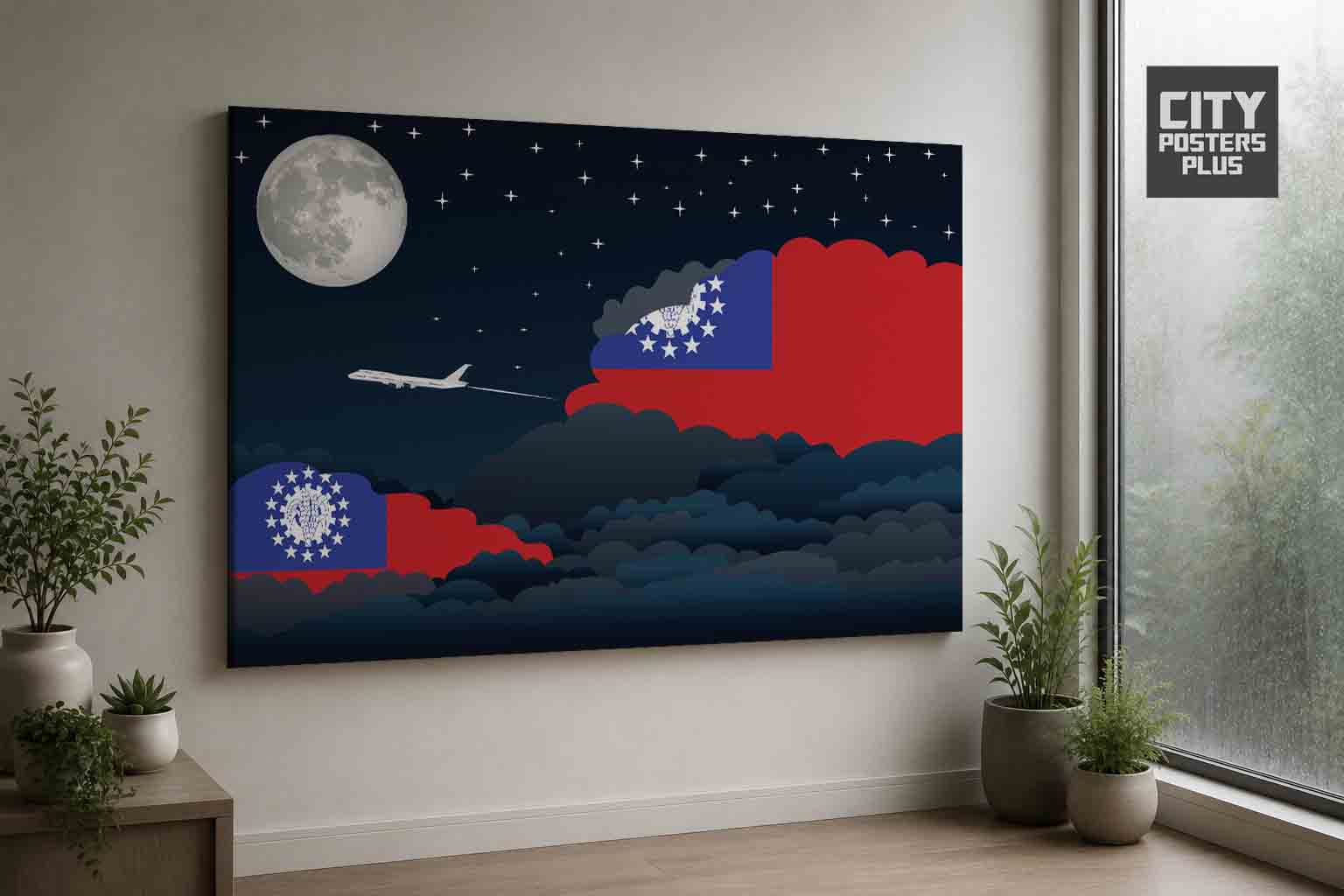 Myanmar - Burma Night Clouds Canvas Wrapped | Country & City Wall Art