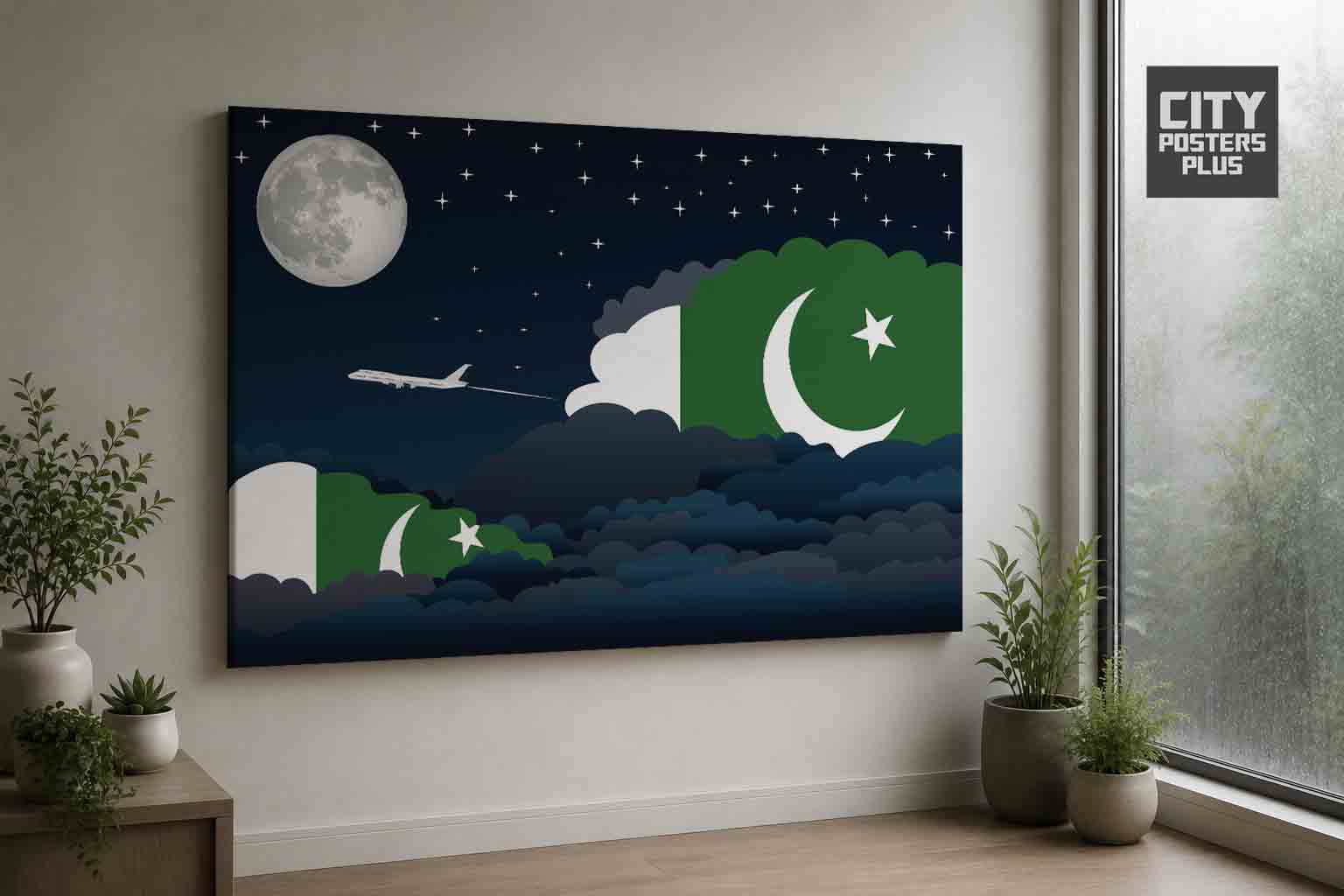 Pakistan Night Clouds Canvas Wrapped | Country & City Wall Art