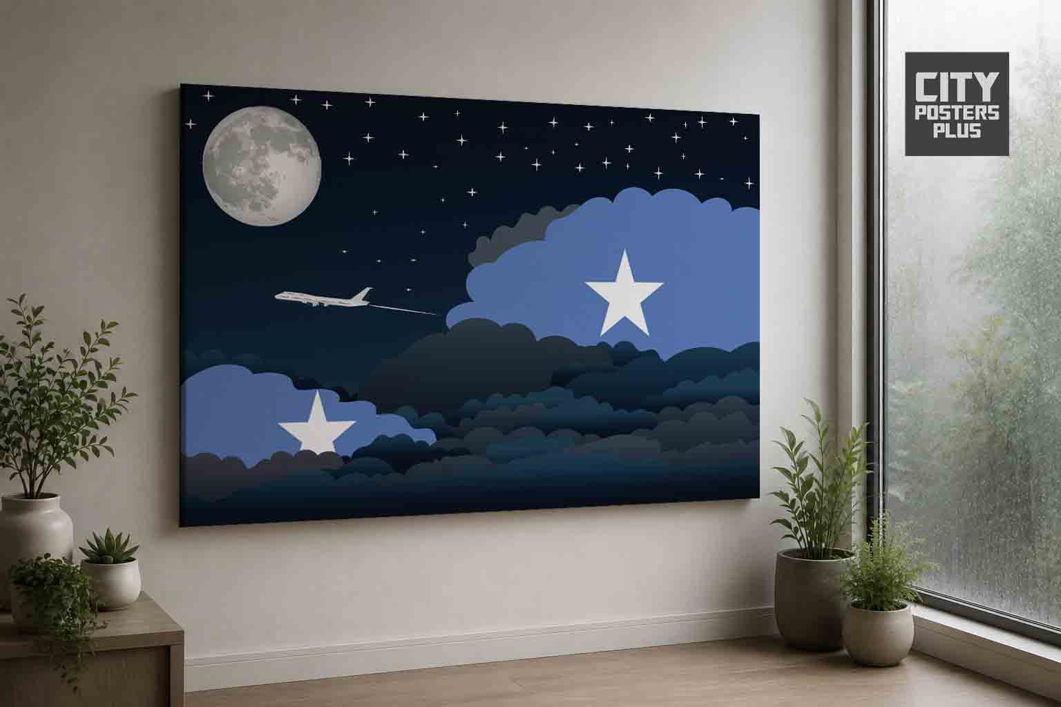 Somalia Night Clouds Canvas Wrapped | Country & City Wall Art