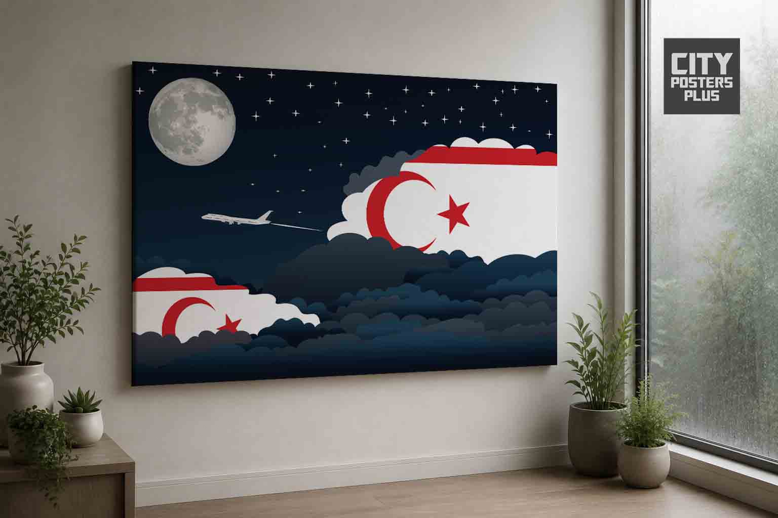 Turkish Republic of Northern Cyprus Night Clouds Canvas Wrapped | Country & City Wall Art