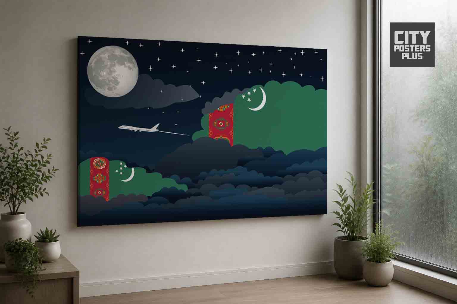 Turkmenistan Night Clouds Canvas Wrapped | Country & City Wall Art
