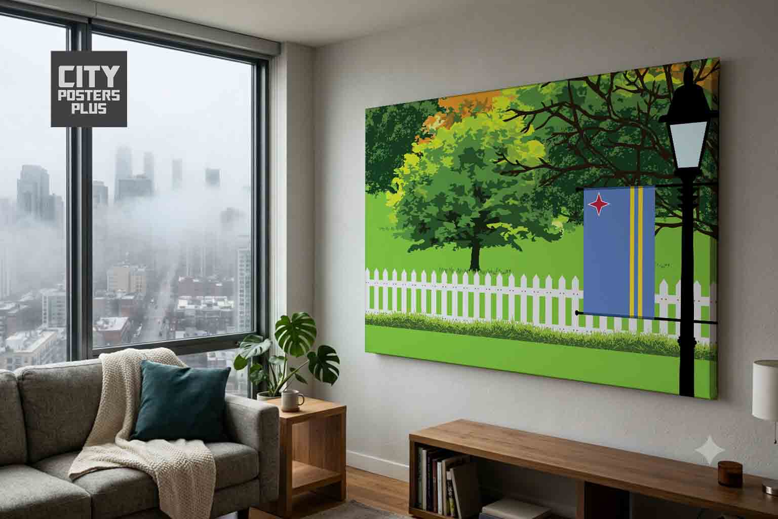 Aruba Home Town Trees Landscape Canvas Wrapped Wall Art