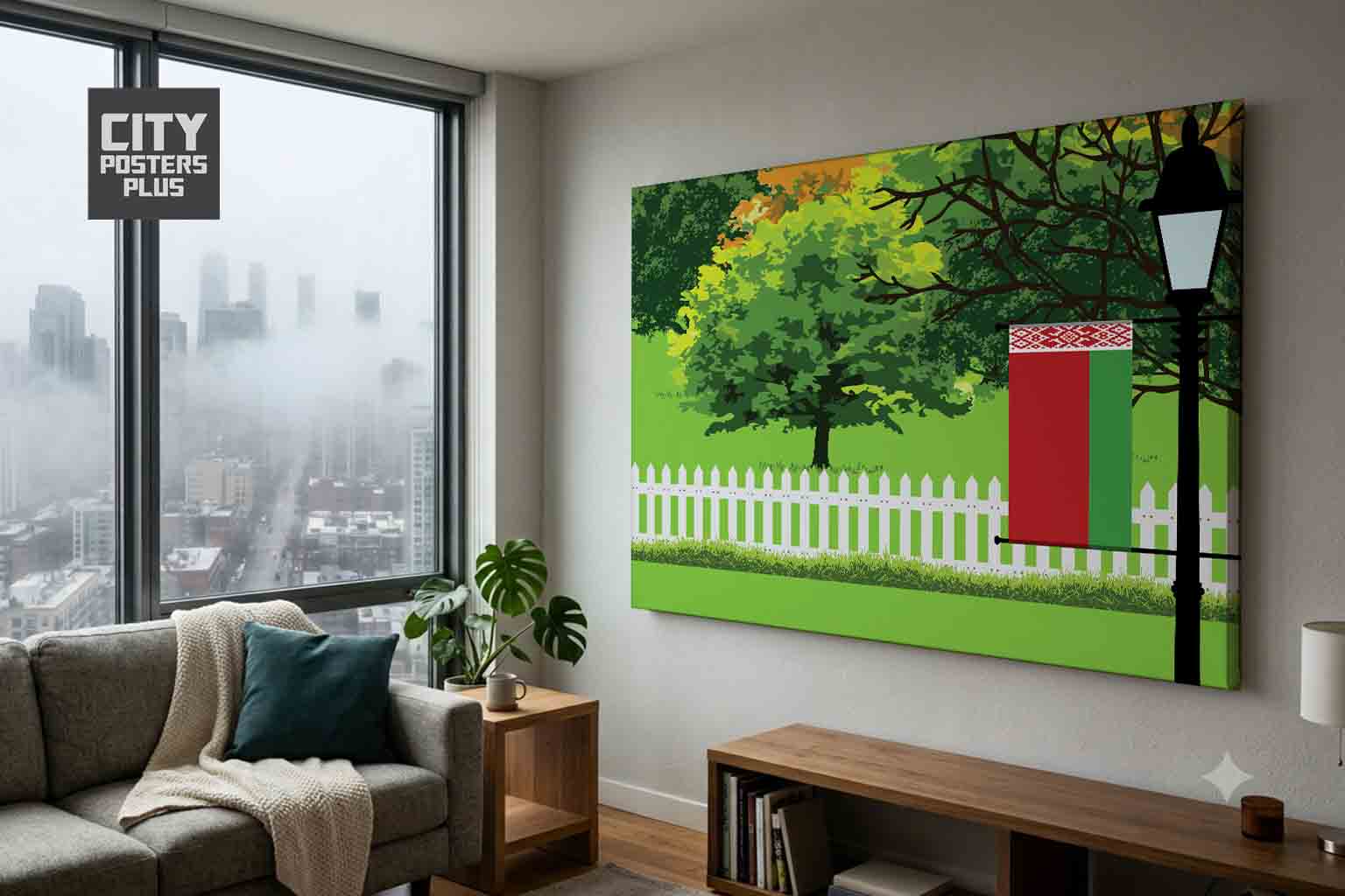 Belarus Home Town Trees Landscape Canvas Wrapped Wall Art