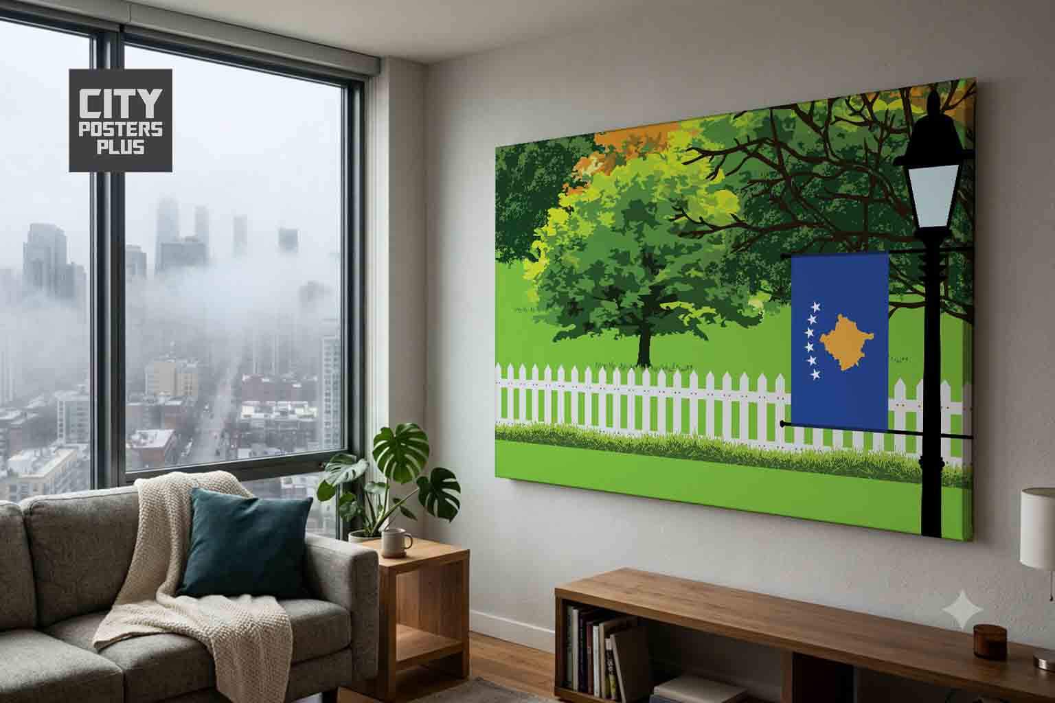Kosovo Home Town Trees Landscape Canvas Wrapped Wall Art