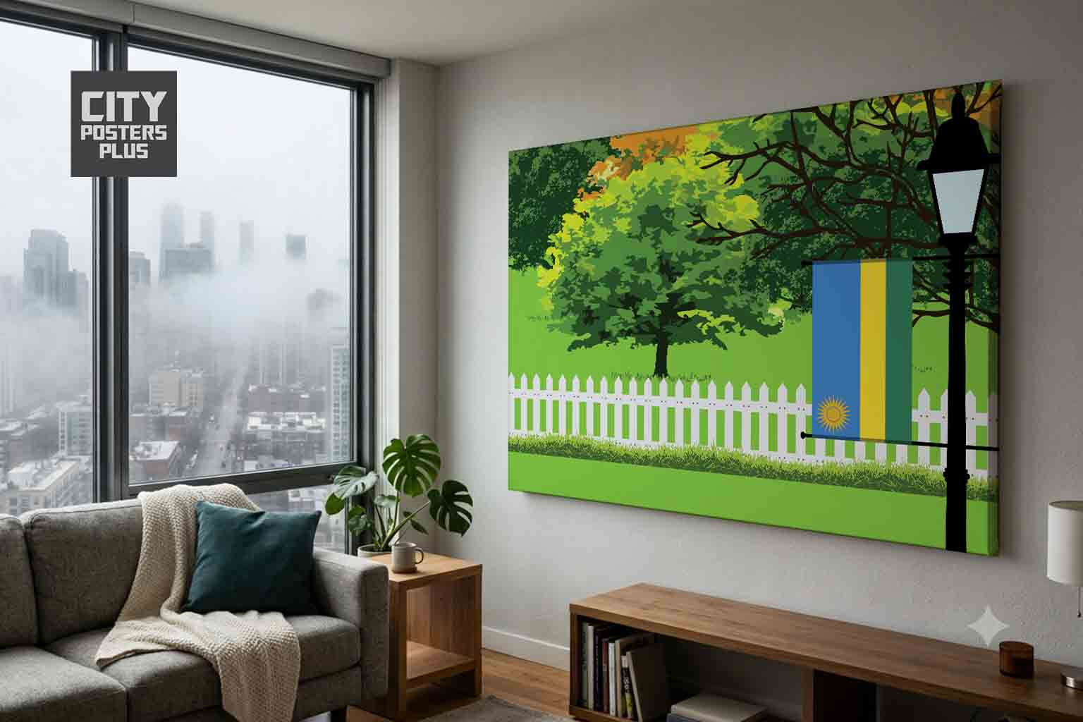 Rwanda Home Town Trees Landscape Canvas Wrapped Wall Art