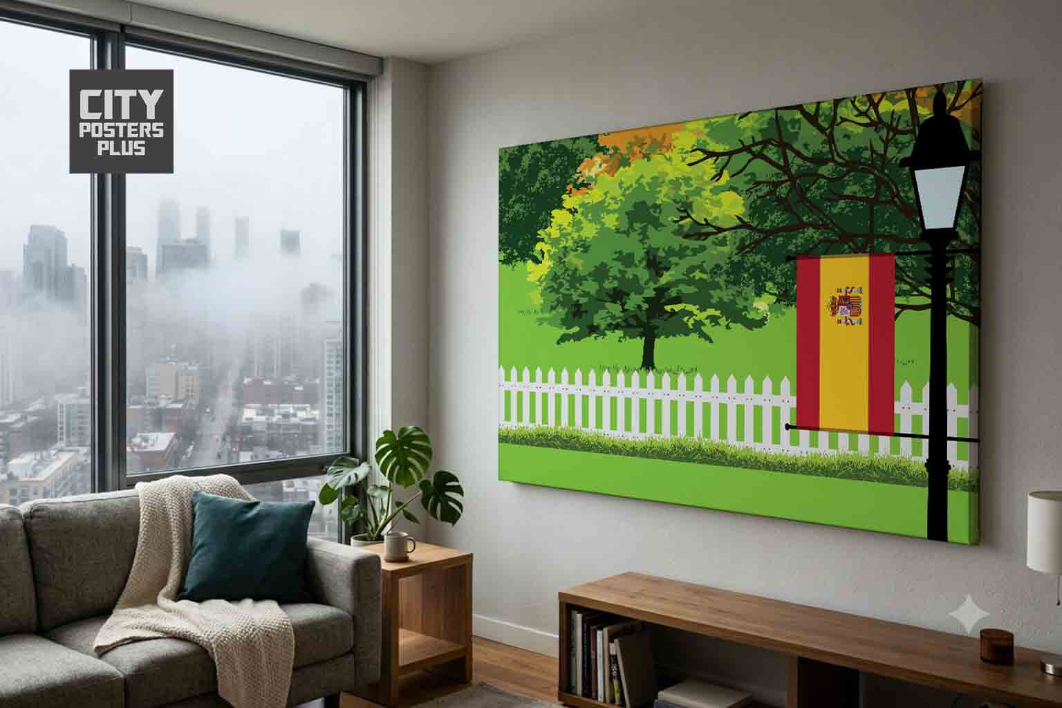 Spain Home Town Trees Landscape Canvas Wrapped Wall Art