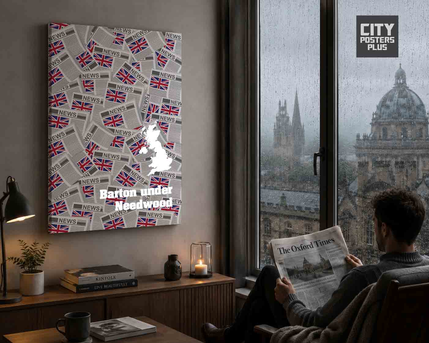 United Kingdom Barton under Needwood Newspapers Canvas Wrapped Wall Art