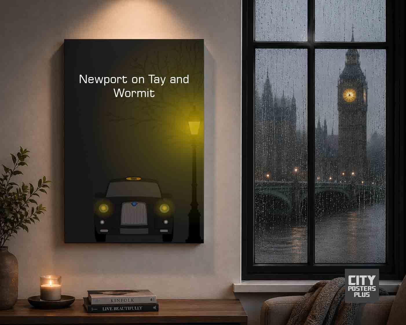 Newport on Tay and Wormit Taxi Black Canvas Wrapped | 360 Images Plus