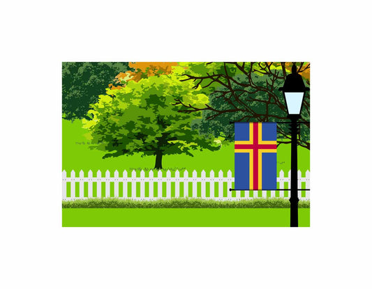 Aland Trees Street Lamp Canvas Print Framed