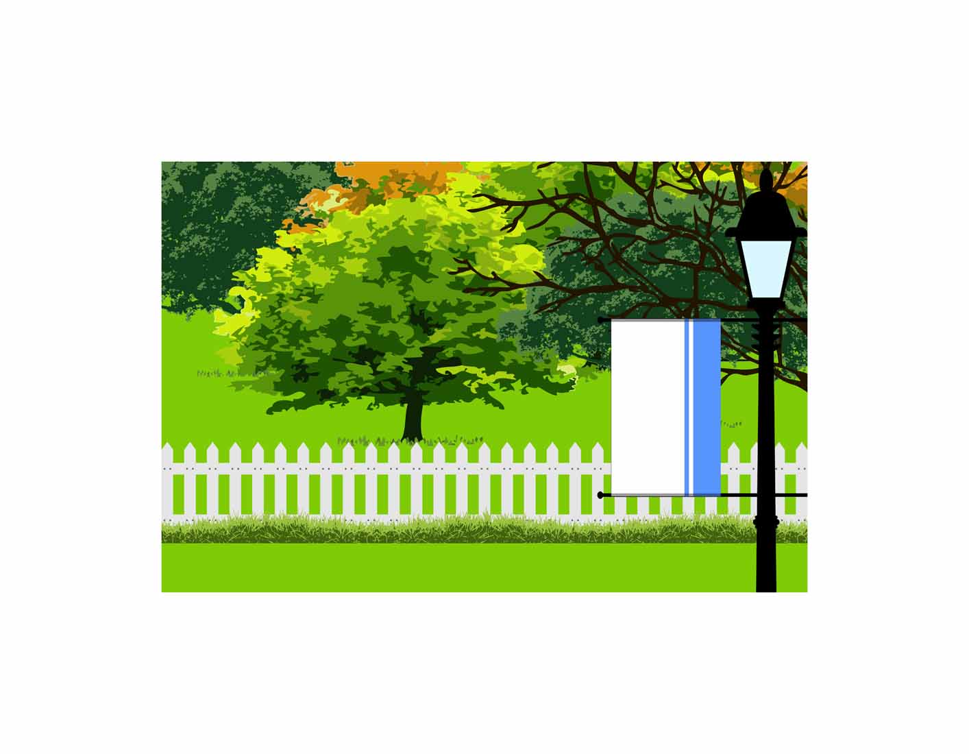 Altai Republic Trees Street Lamp Canvas Print Framed