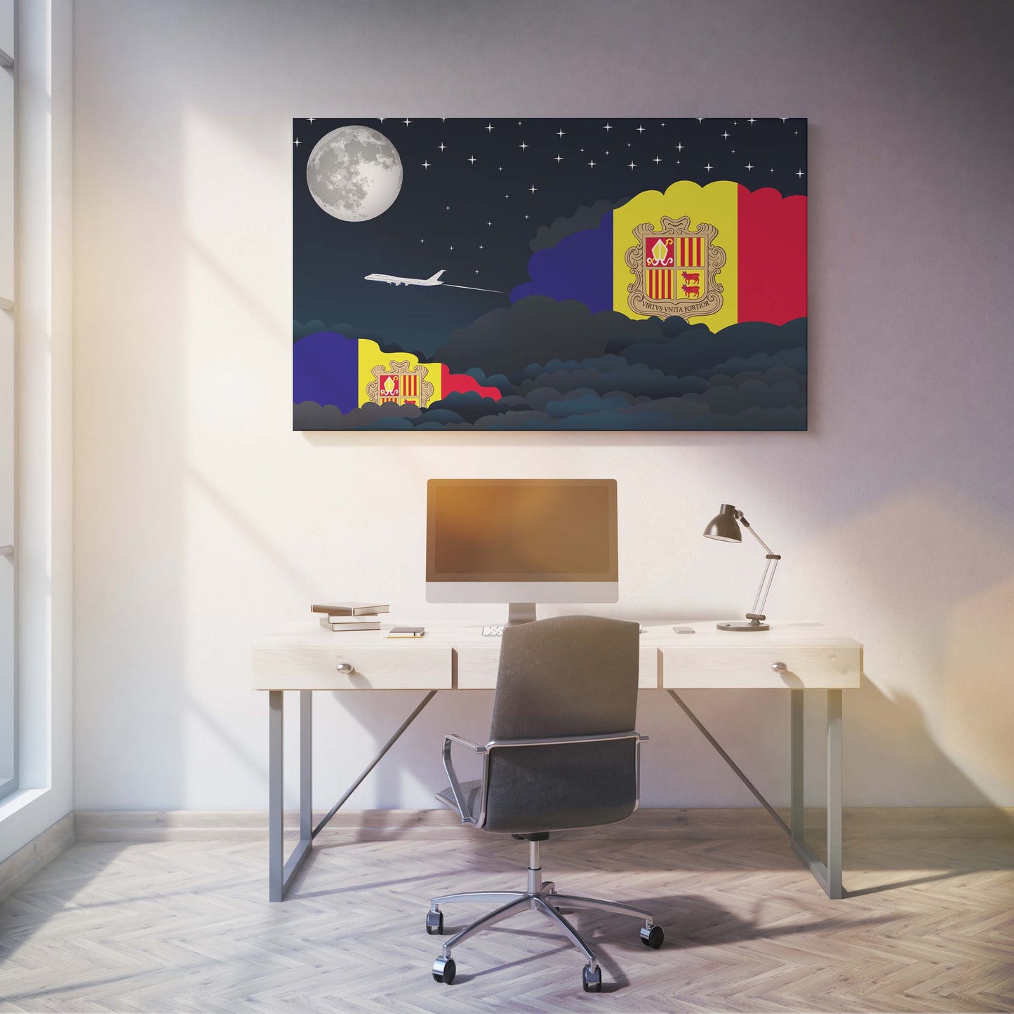 Andorra Night Clouds Canvas Print Framed