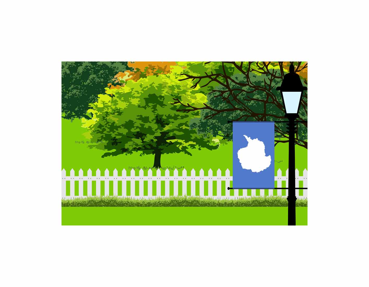 Antarctica Trees Street Lamp Canvas Print Framed