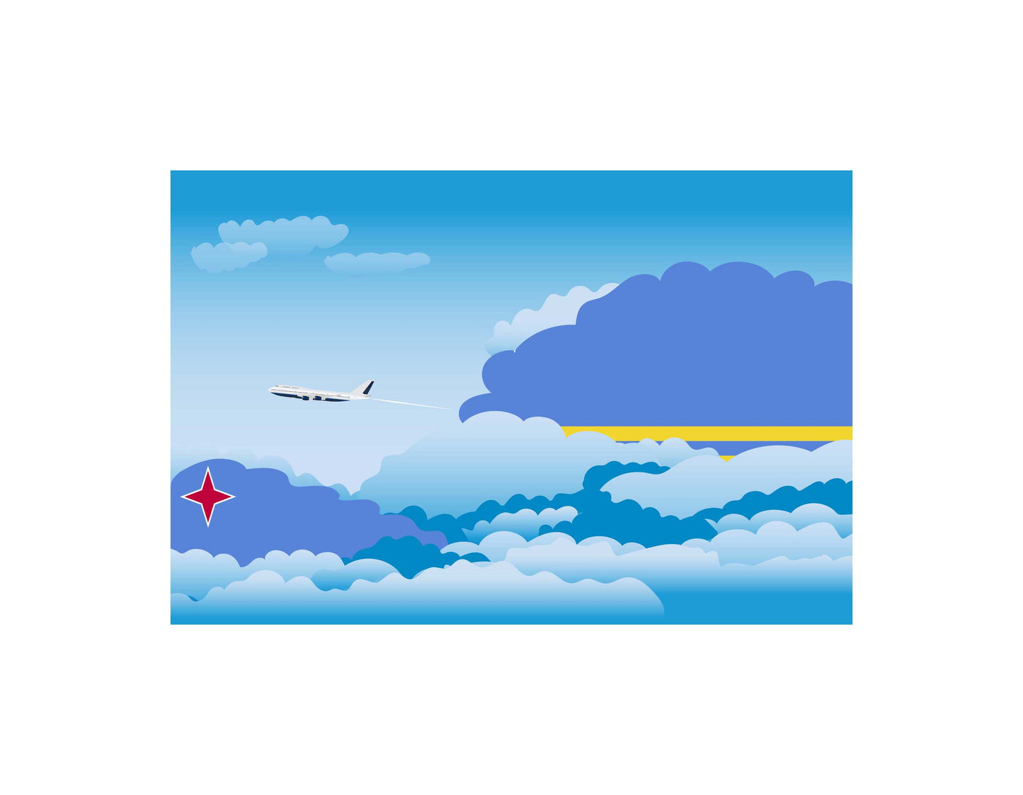 Aruba Day Clouds Canvas Print Framed