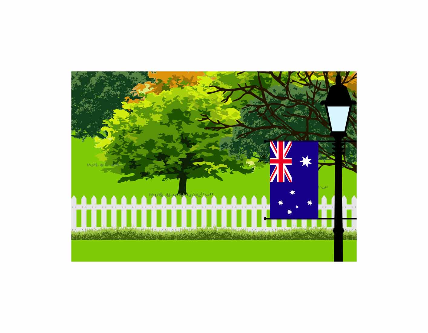 Australia Trees Street Lamp Canvas Print Framed