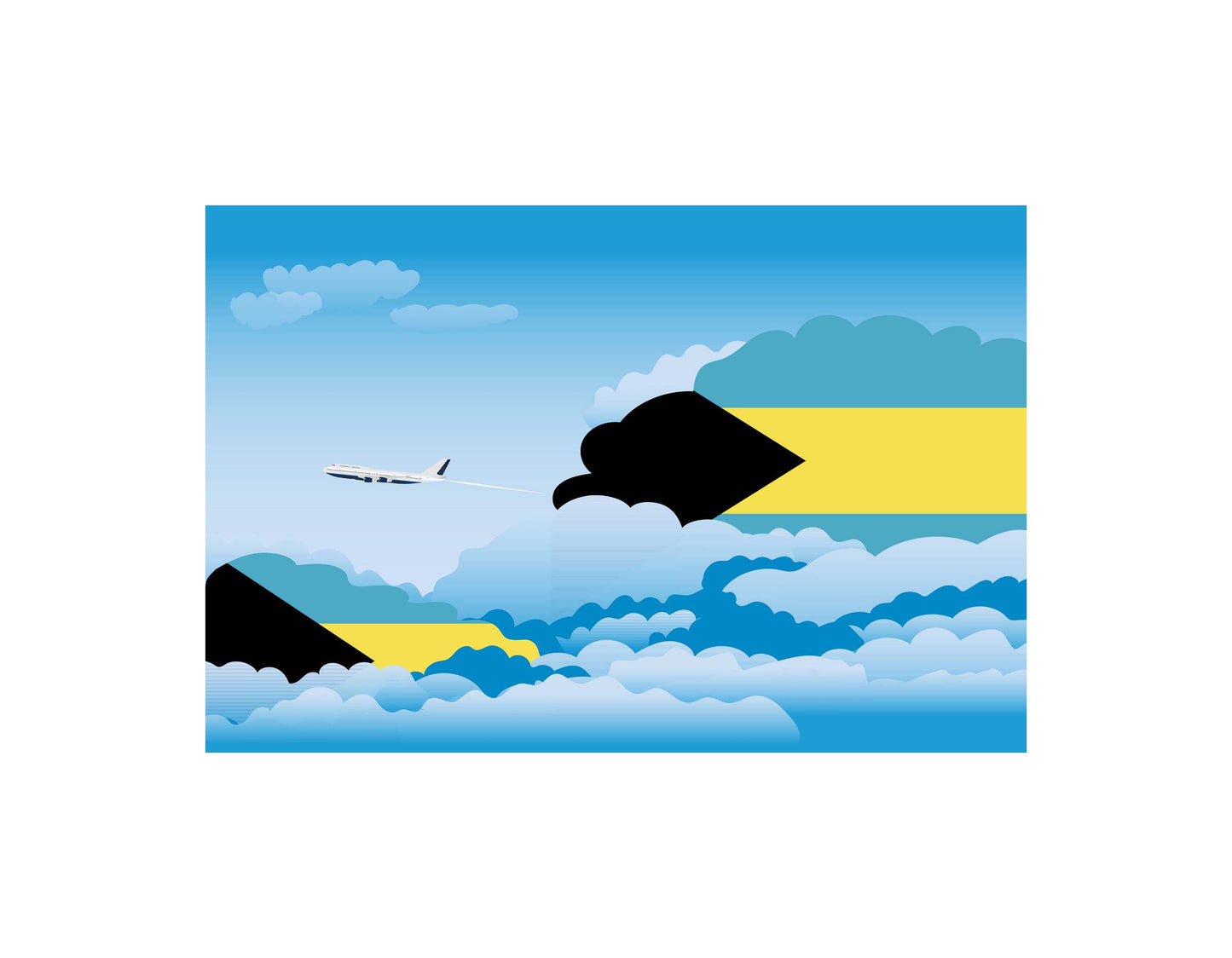 Bahamas Day Clouds Canvas Print Framed