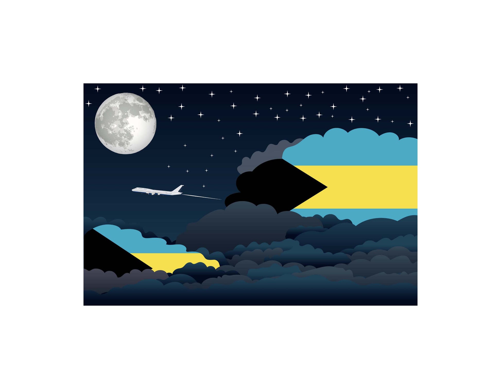 Bahamas Night Clouds Canvas Print Framed