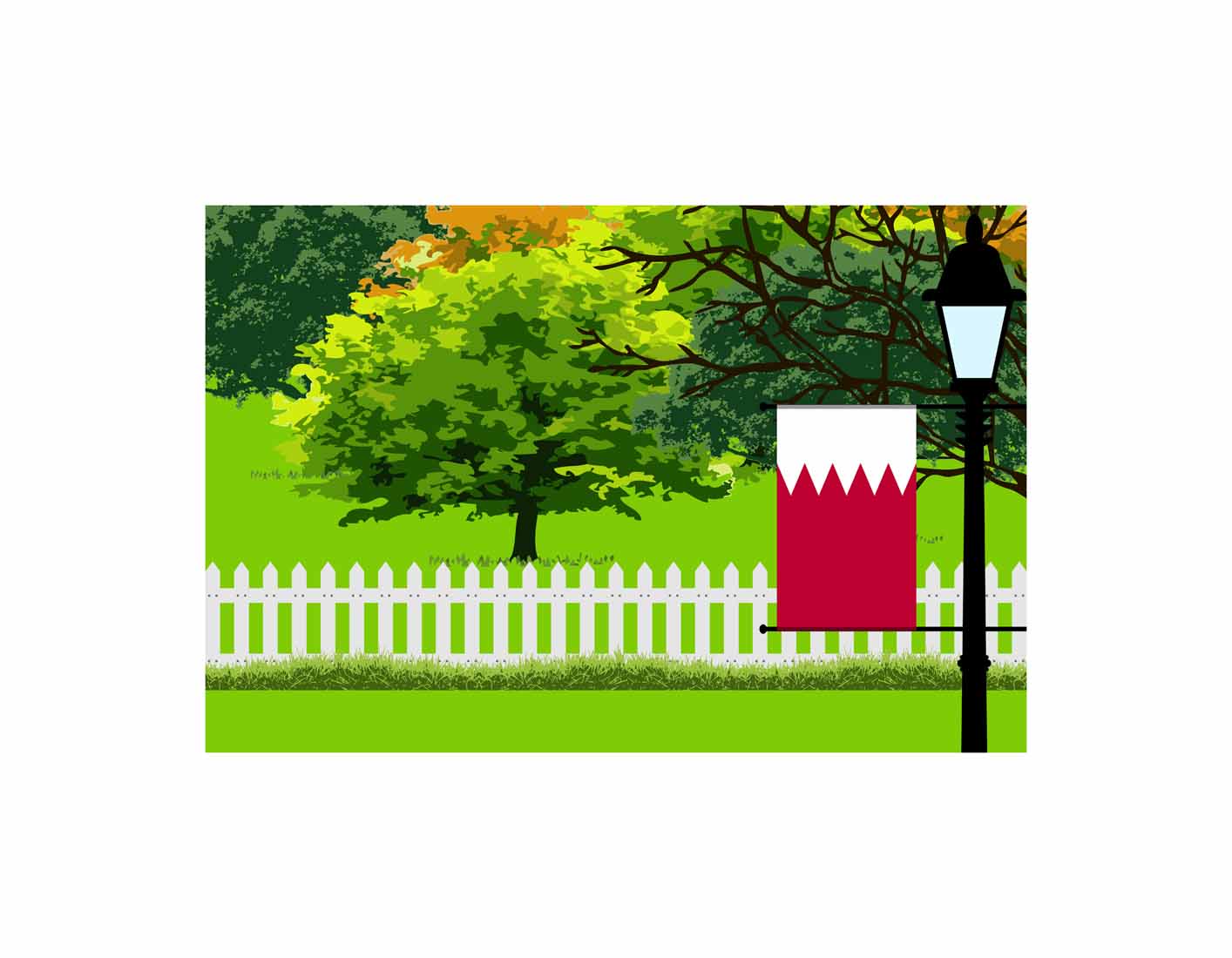 Bahrain Trees Street Lamp Canvas Print Framed