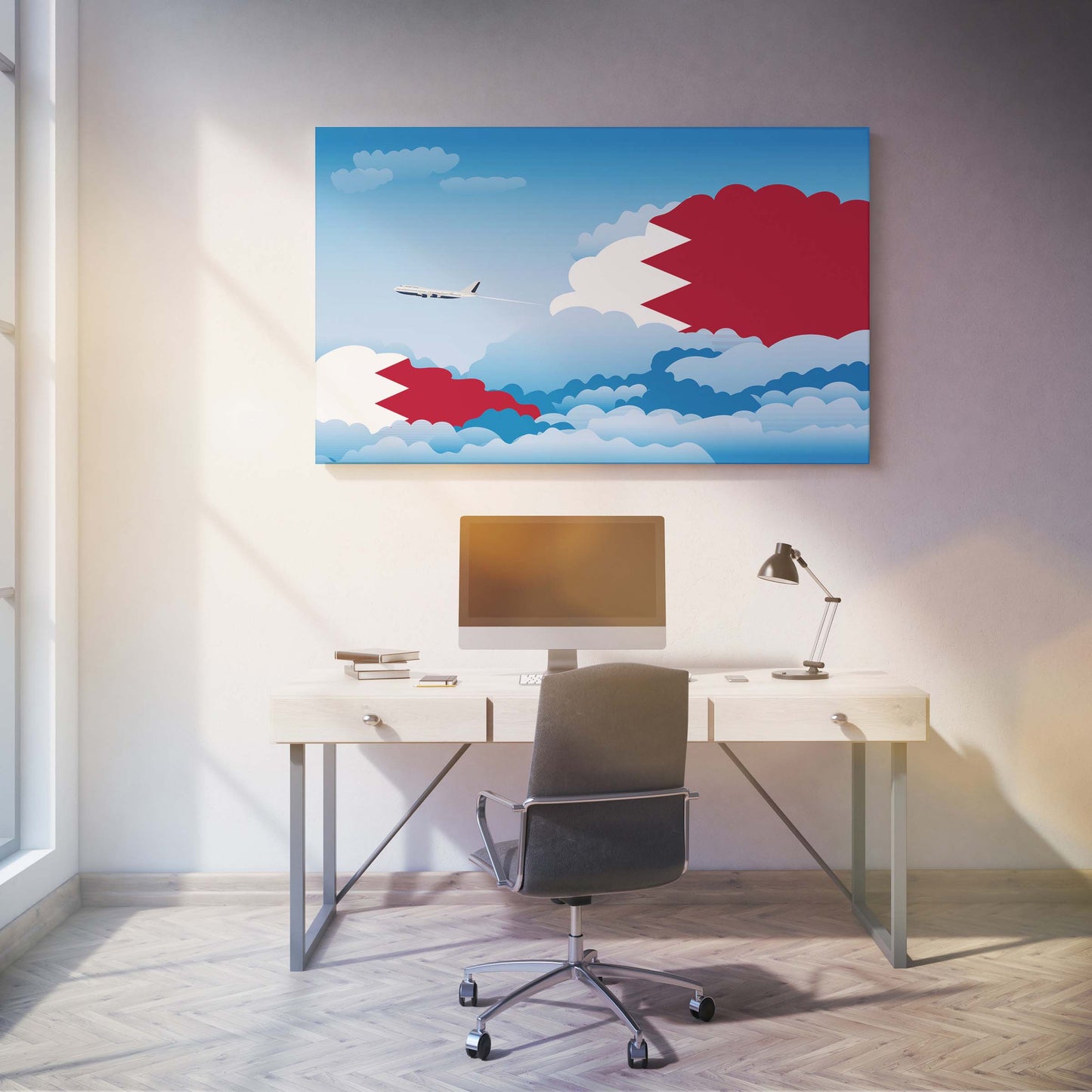 Bahrain Day Clouds Canvas Print Framed