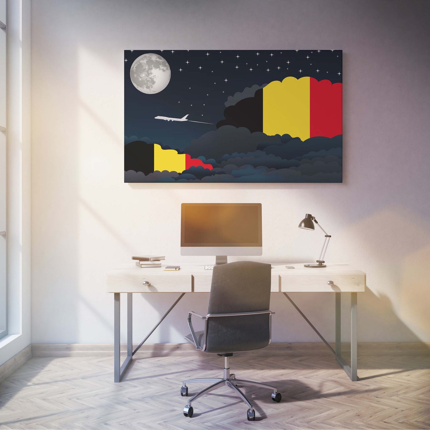Belgium Night Clouds Canvas Print Framed