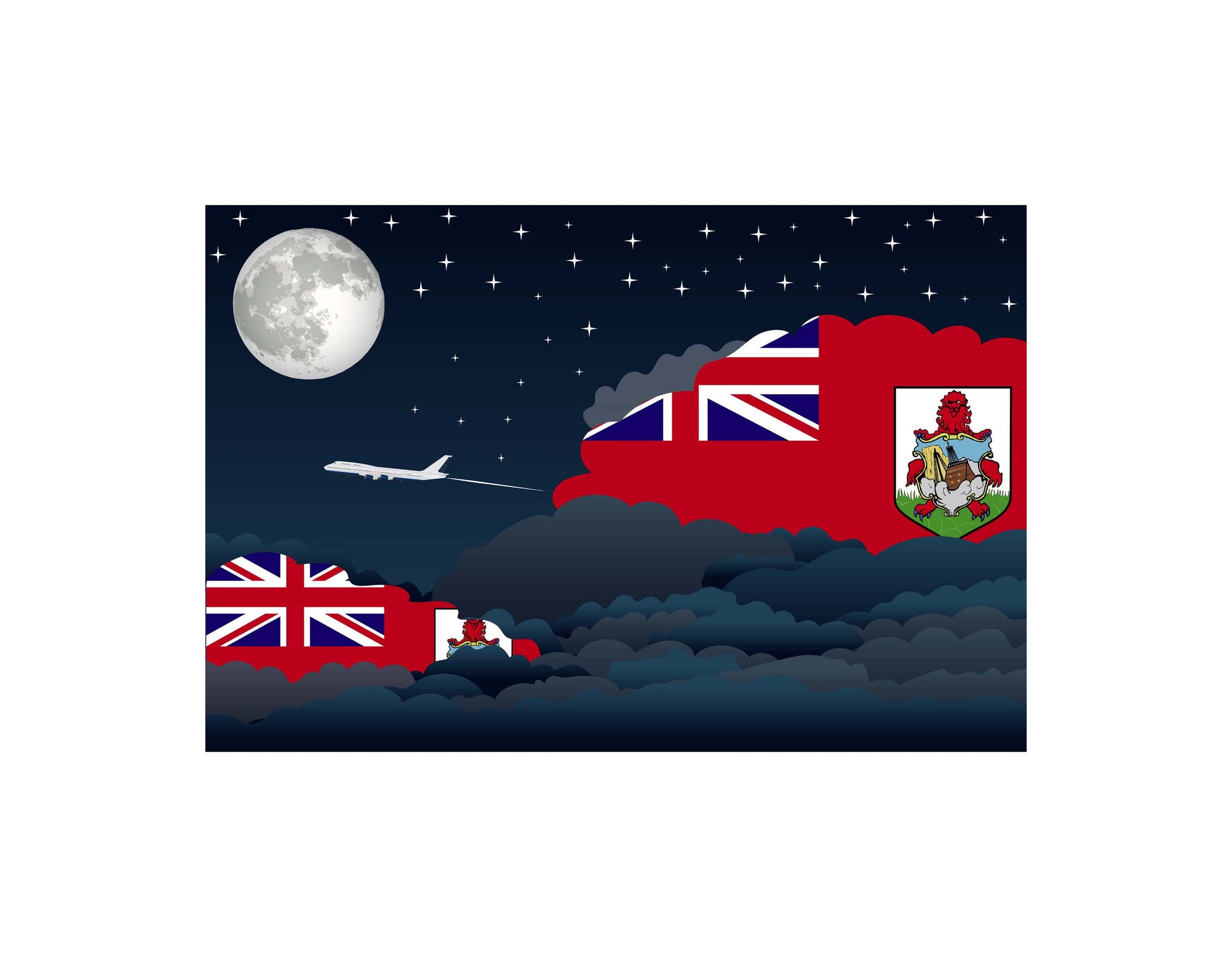 Bermuda Night Clouds Canvas Print Framed