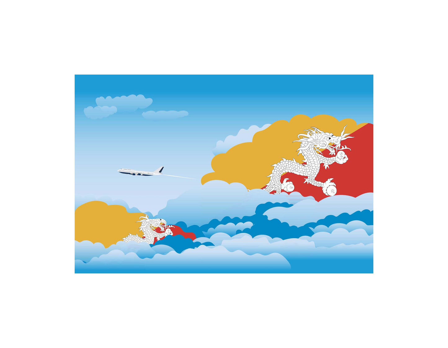 Bhutan Day Clouds Canvas Print Framed