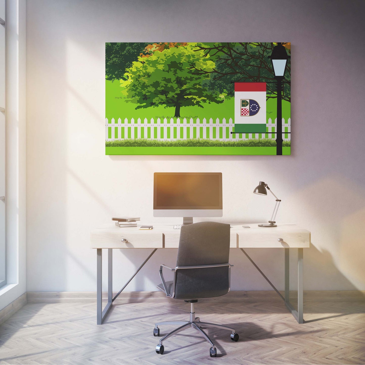 Bosnia and Herzegovina Federation of Trees Street Lamp Canvas Print Framed