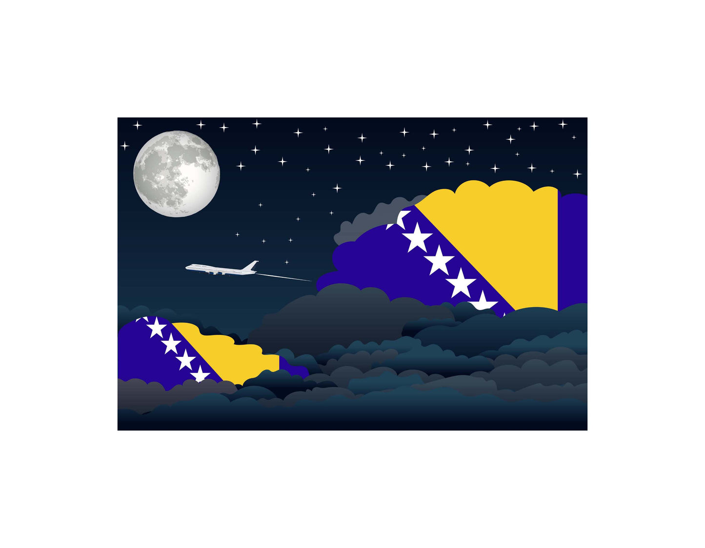 Bosnia and Herzegovina Night Clouds Canvas Print Framed