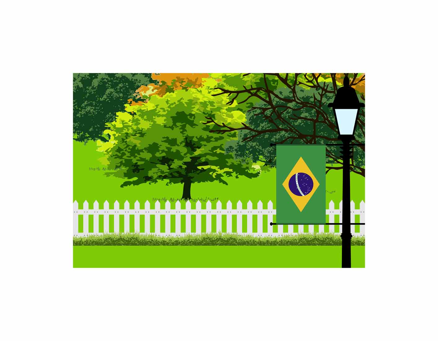 Brazil Trees Street Lamp Canvas Print Framed