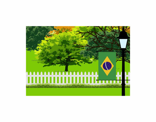Brazil Trees Street Lamp Canvas Print Framed
