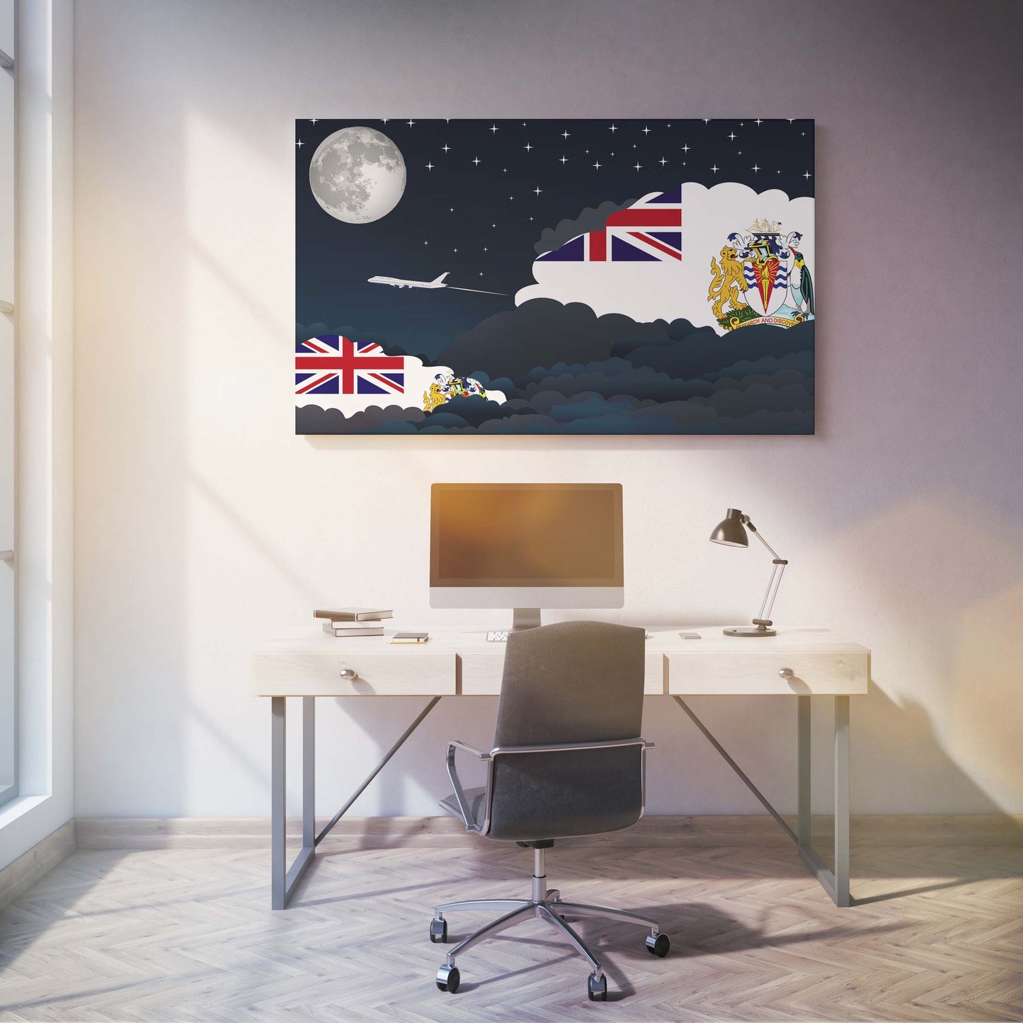 British Antarctic Territory Night Clouds Canvas Print Framed