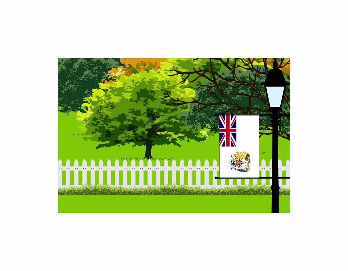 British Antarctic Territory Trees Street Lamp Canvas Print Framed