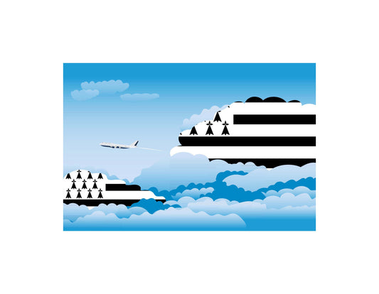 Brittany Day Clouds Canvas Print Framed