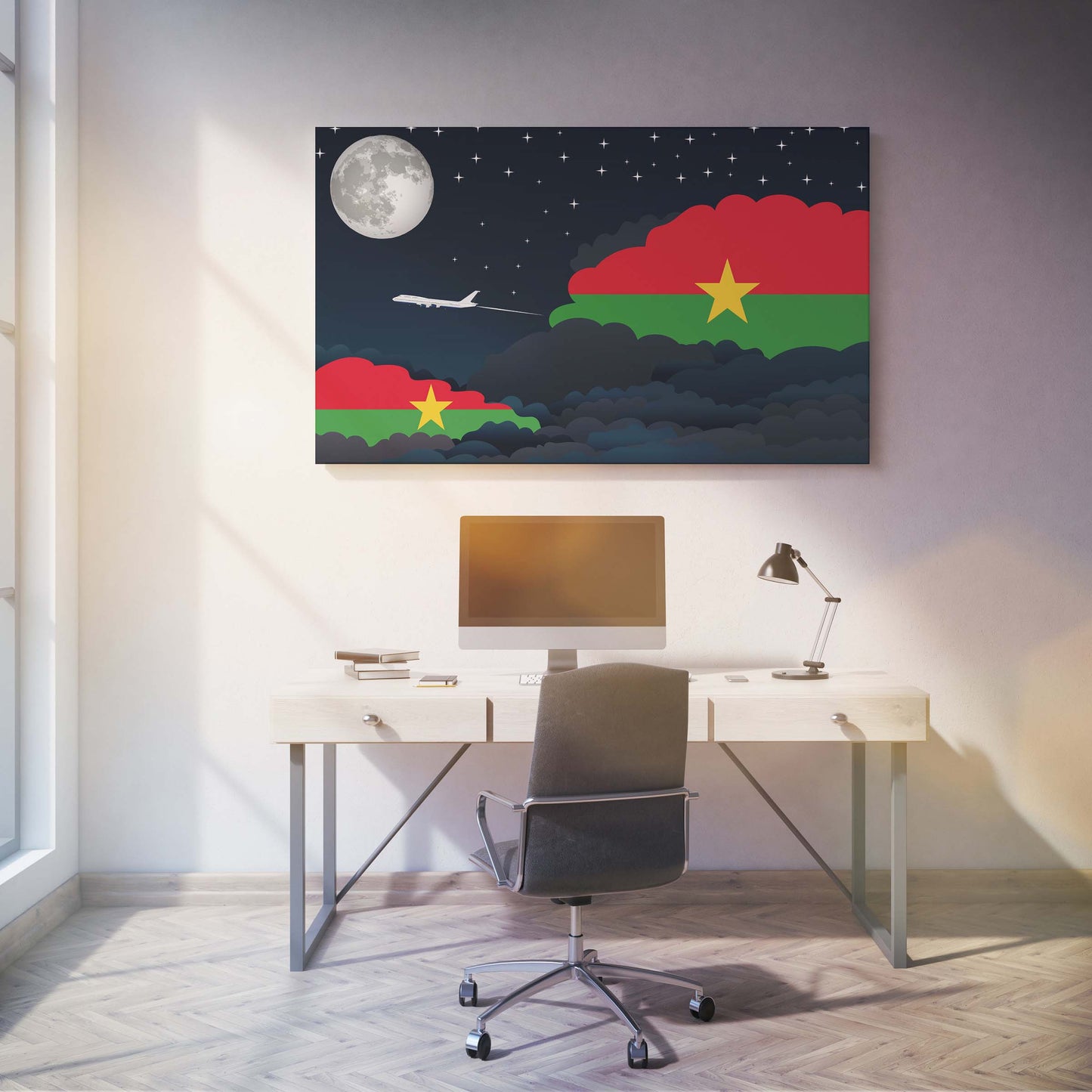 Burkina Faso Night Clouds Canvas Print Framed