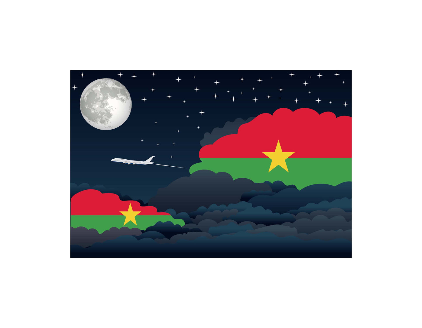 Burkina Faso Night Clouds Canvas Print Framed