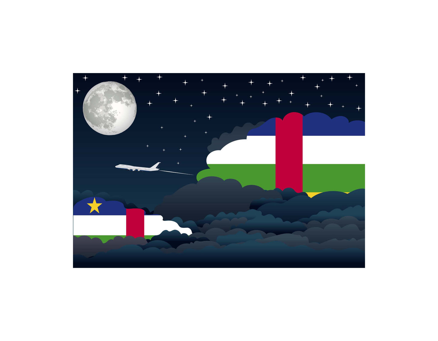 Central African Republic Night Clouds Canvas Print Framed