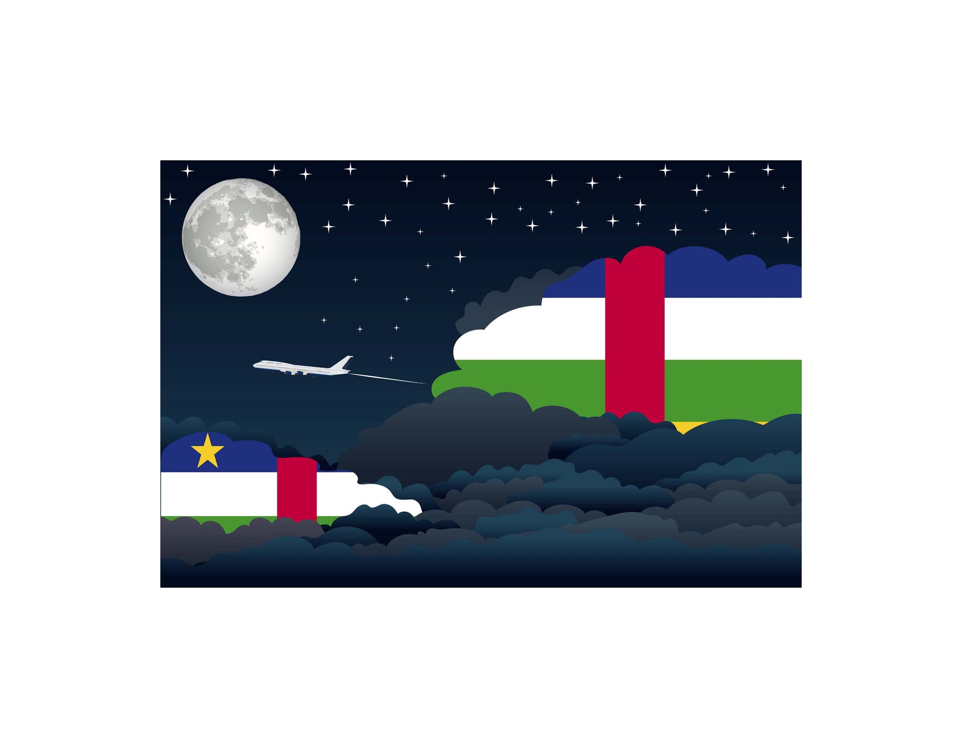 Central African Republic Night Clouds Canvas Print Framed